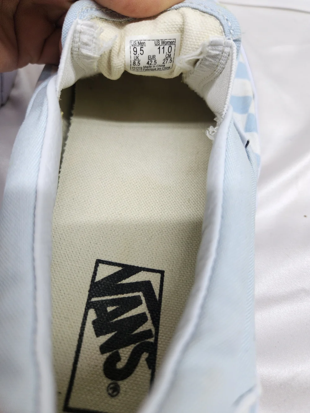 Vans Slip-On Checkerboard Sneakers - Light Blue & White